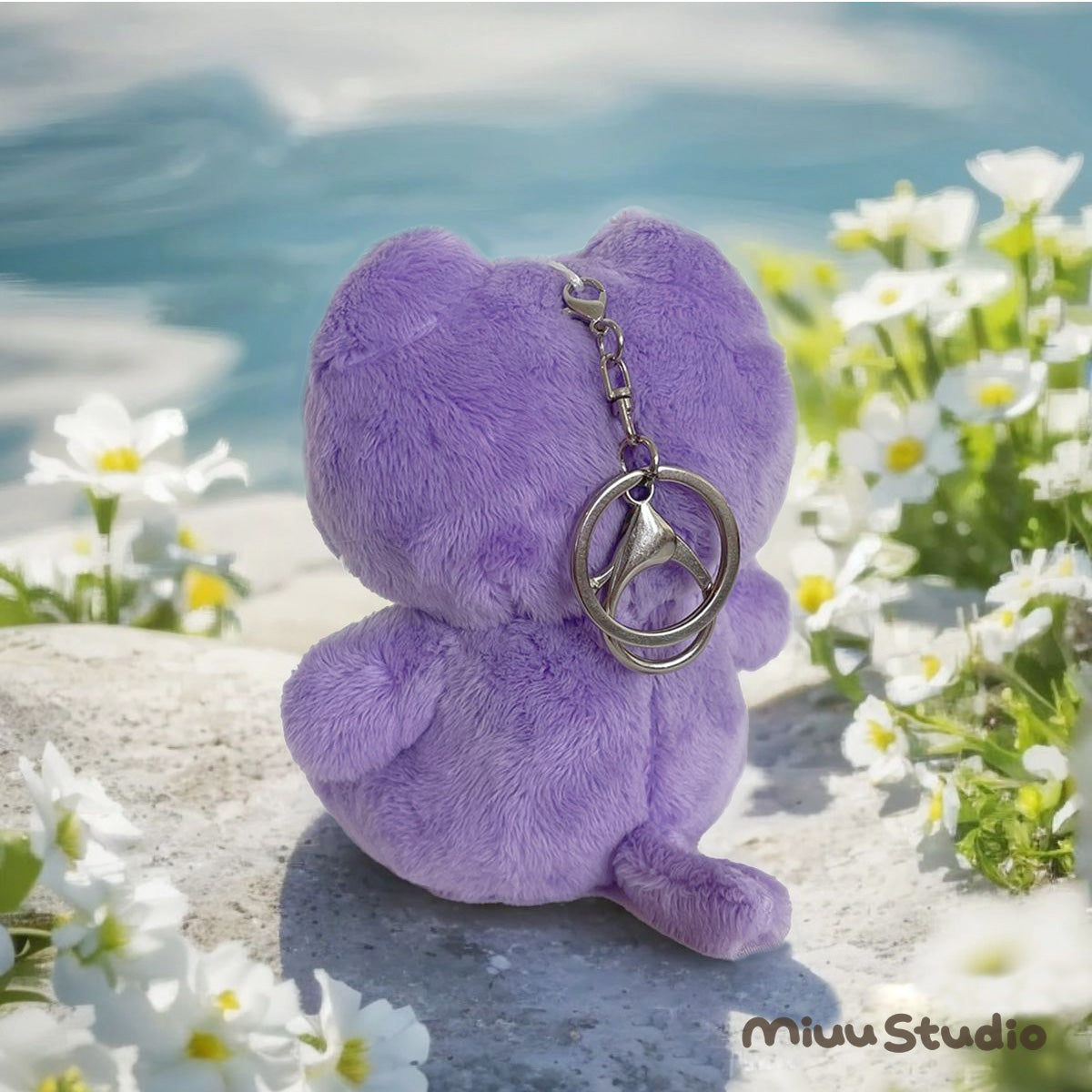 Miuu the Adorable Purple Cat Plush Keychain