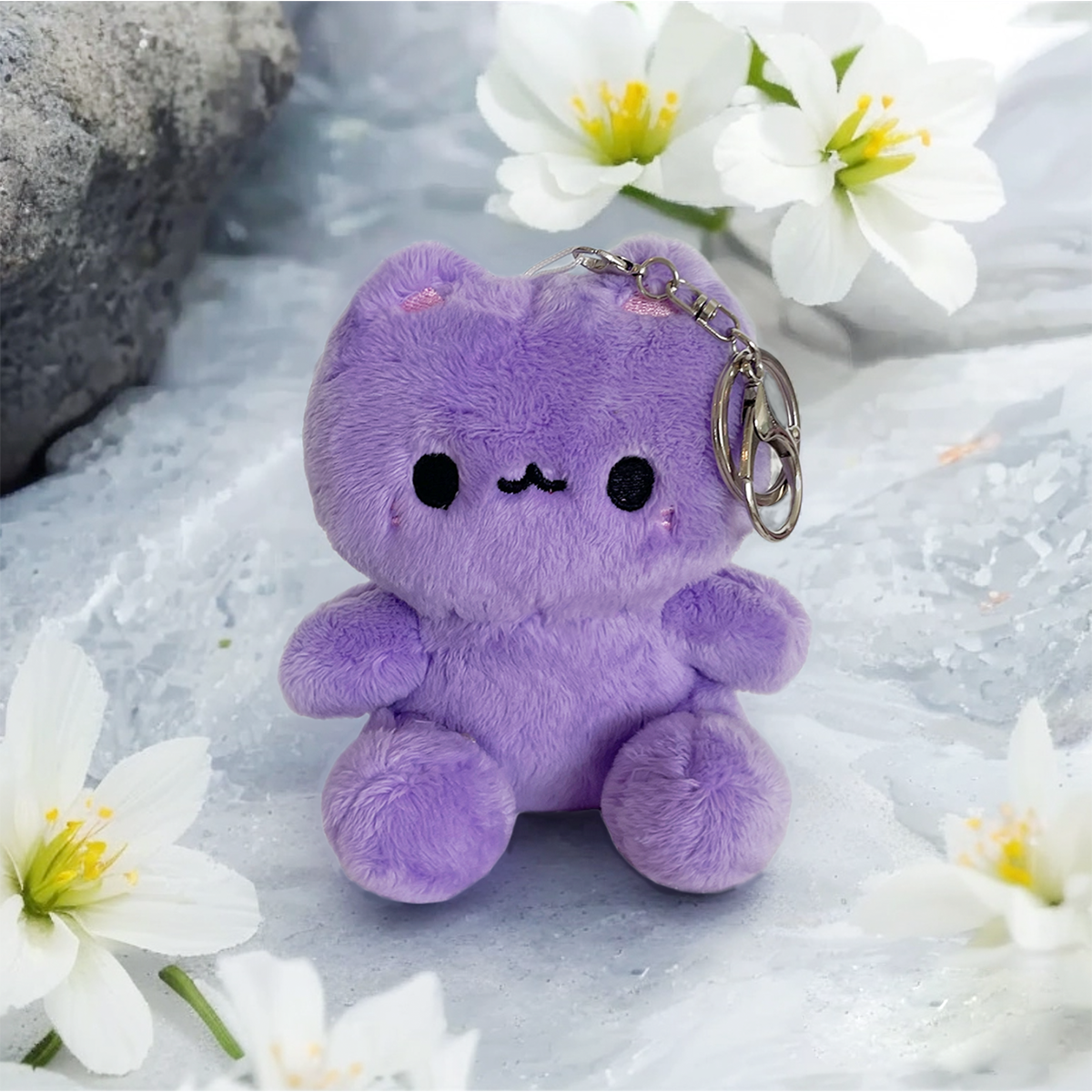 Miuu the Adorable Purple Cat Plush Keychain