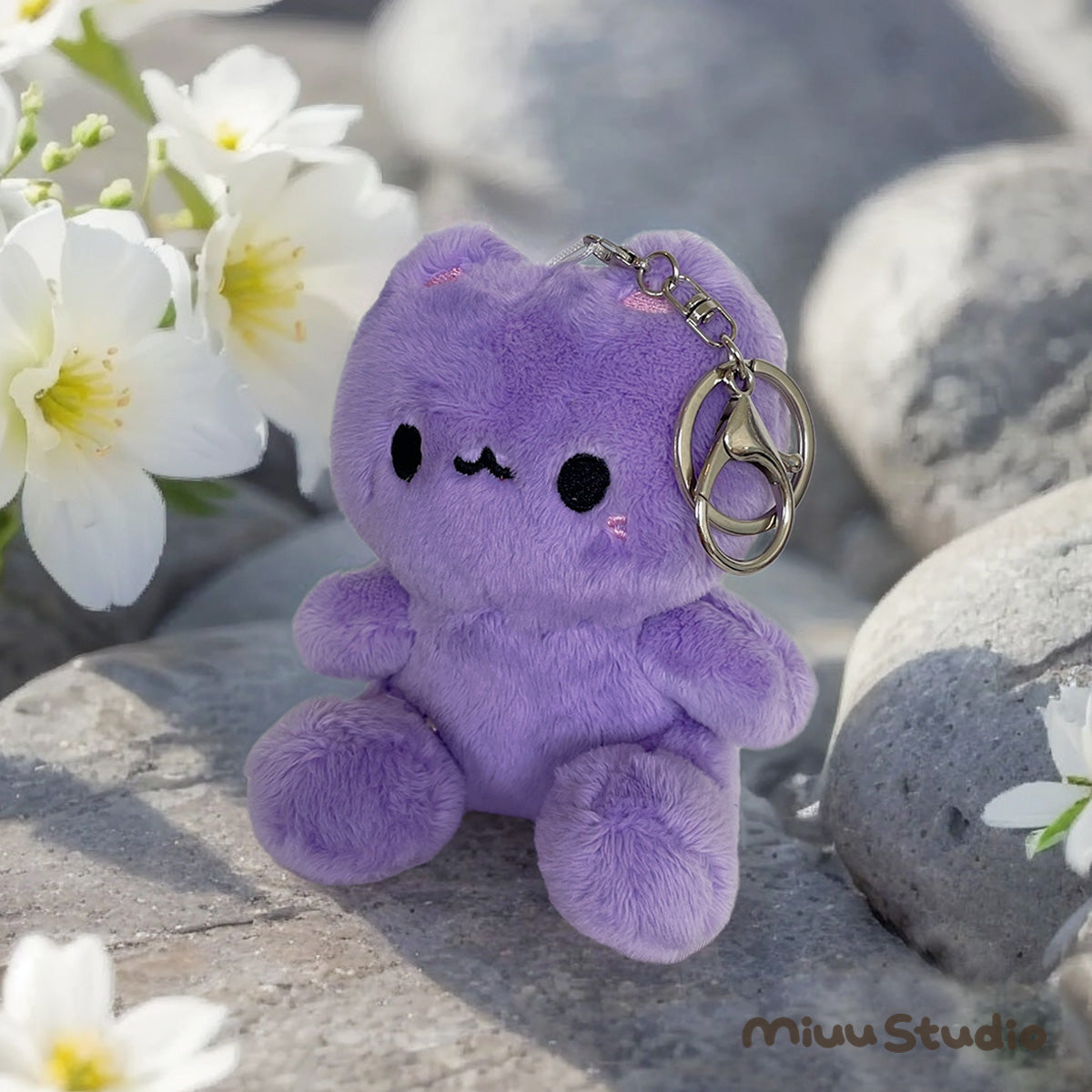 Miuu the Adorable Purple Cat Plush Keychain