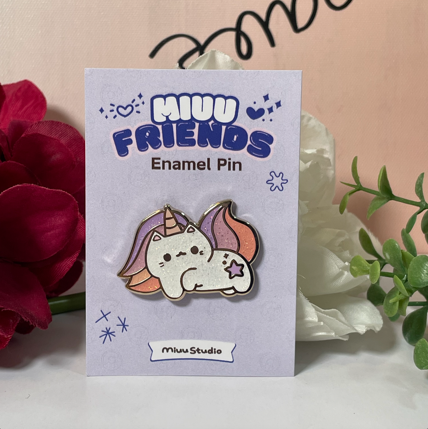 Glittery Unicorn Kitty Miyomi Enamel Pin